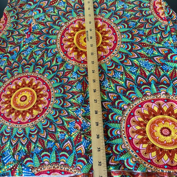 Boho Mandala Cold Shoulder Dress (M) – Colorful Rayon Blend Swing Style - Picture 8 of 8